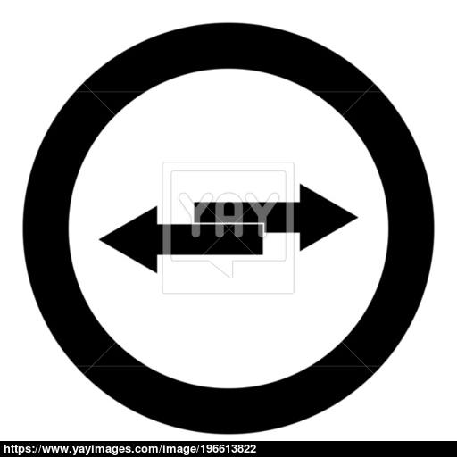 Two Side Arrows Icon Black Color In Circle Vector