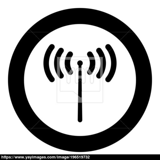 Radio Signal Icon Black Color In Circle Vector