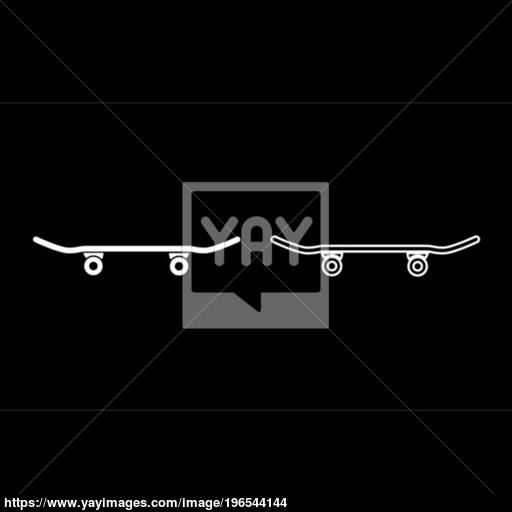 Scateboard Icon Set White Color Illustration Flat Style Simple