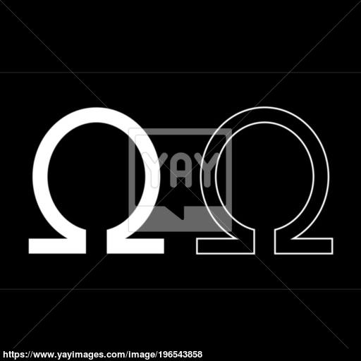 Symbol Omega Icon Set White Color Illustration Flat Style Simple
