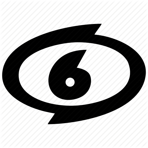 Emblem, Number, Round, Sign, Six Icon