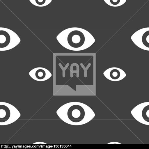Sixth Sense, The Eye Icon Sign Seamless Pattern On A Gray