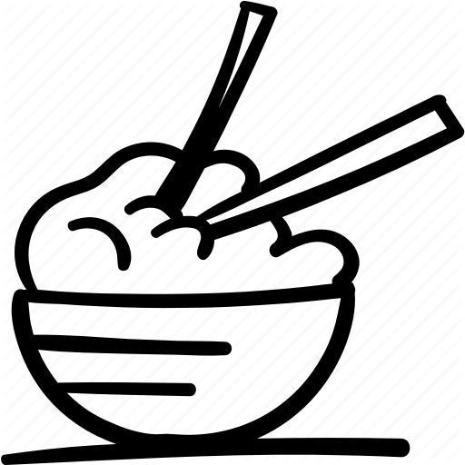 Bowl, Food, Icons, Japanese, New, Rice, Sketch Icon