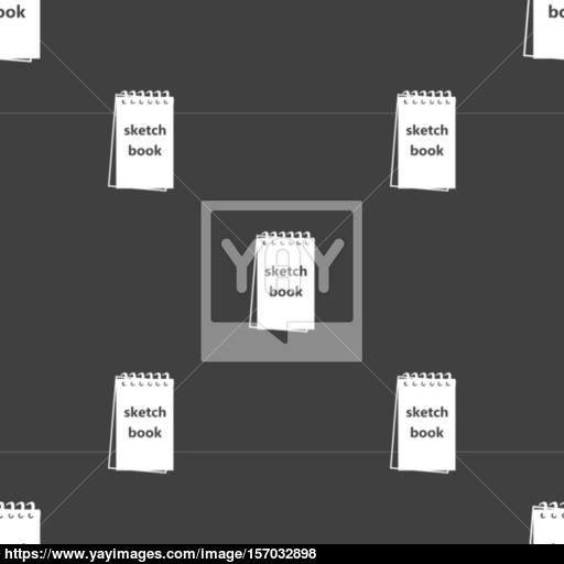 Sketchbook Icon Sign Seamless Pattern On A Gray Background