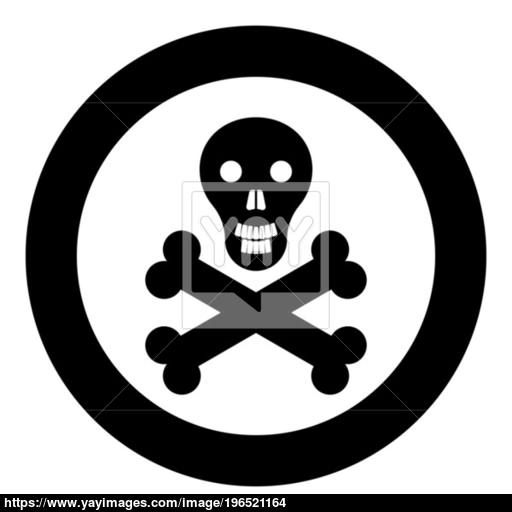 Skull And Bones Icon Black Color In Circle Vector