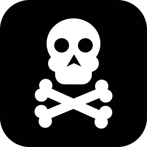 Skull, On, Top, Of, A, Cross, Of, Bones, In, A, Rounded, Square