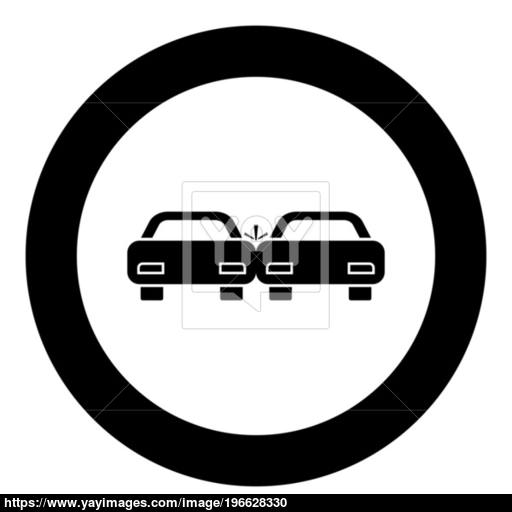 Crashed Cars Icon Black Color In Circle Vector