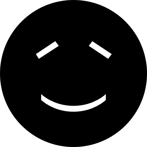 Smiling Face Black Circle With Closed Eyes And Mouth