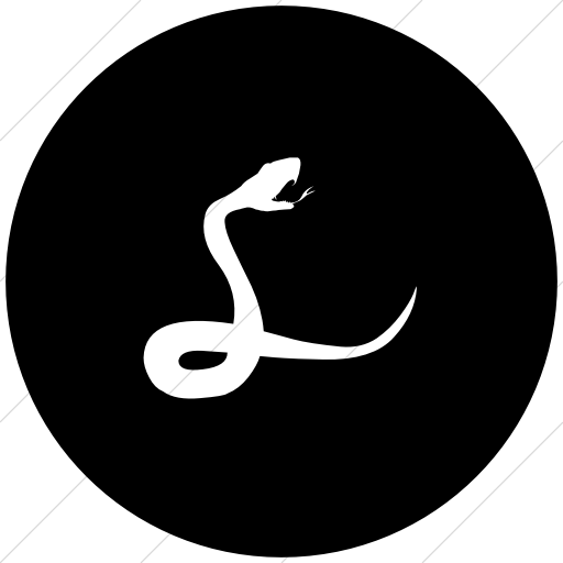 Flat Circle White On Black Animals Snake Icon