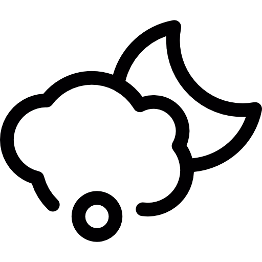 Cloud And Crescent Moon Outline With Small Snowball Icons Free