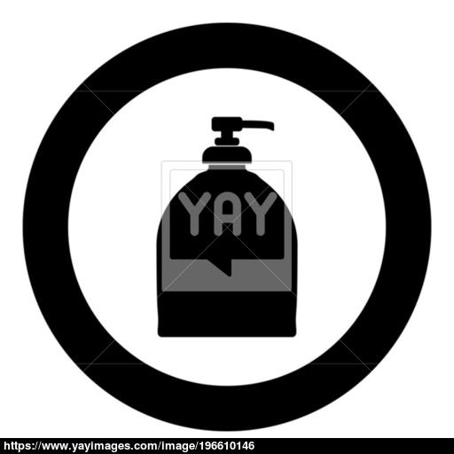 Bottle Of Liquid Soap Icon Black Color In Circle Vector