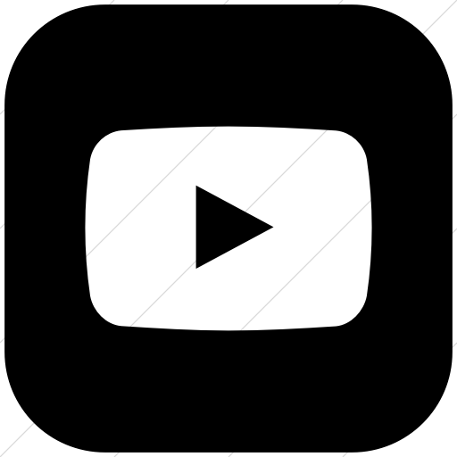 Flat Rounded Square White On Black Social Media Youtube