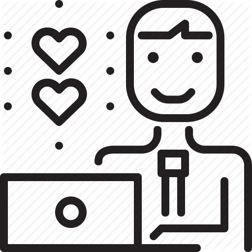 Computer, Heart, Man, Media, Online, Social, Worker Icon