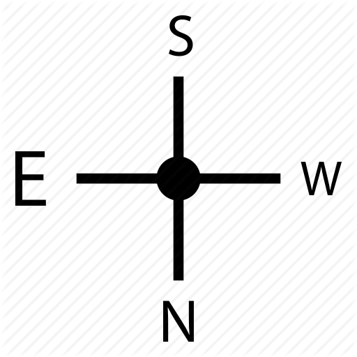 Compass, Direction, North, Path, South Icon