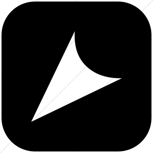 Flat Rounded Square White On Black Classic Arrows