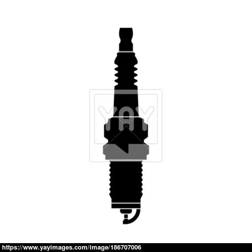 Spark Plug Black Color Icon Vector