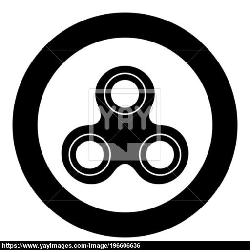 Hand Spinner Black Icon In Circle Vector Illustration Isolated