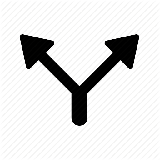 Arrow, Road, Sign, Split, Street, Two Way Icon