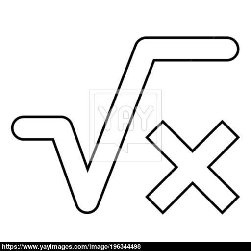 Square Root Of X Axis Icon Black Color Illustration Flat Style