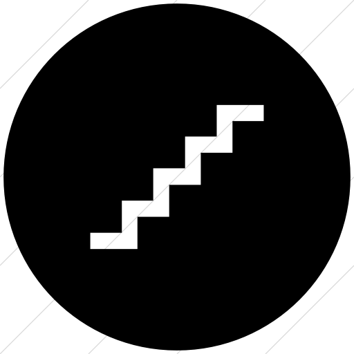 Flat Circle White On Black Aiga Stairs Icon