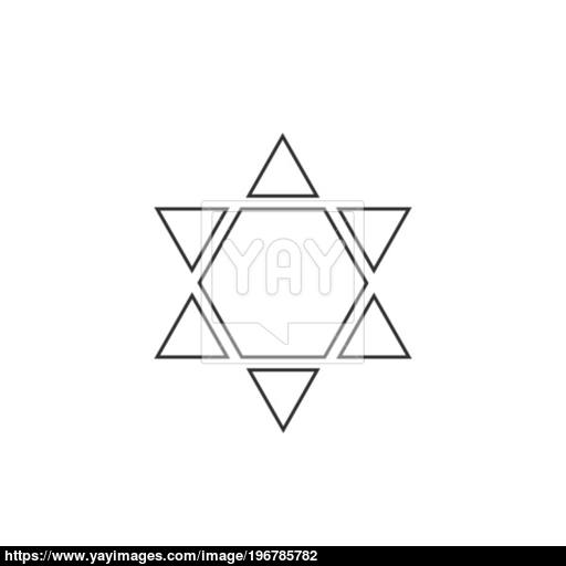 Star Of David Shape Icon In Black Flat Outline Design Vector