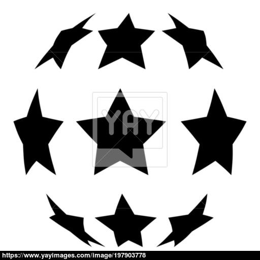 Stars In Shape Of Soccer Ball Icon Black Color Illustration Flat