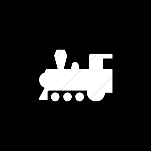 Flat Square White On Black Classica Steam Locomotive Icon