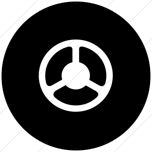 Flat Circle White On Black Classica Steering Wheel Icon