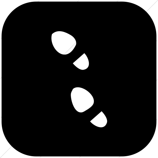 Flat Rounded Square White On Black Classica Foot Steps Icon