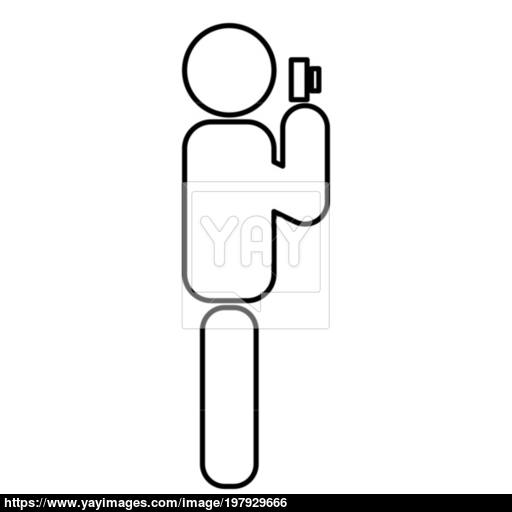 Photographer Stick Icon Black Color Illustration Flat Style Simple