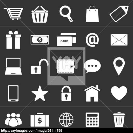 Ecommerce Icons On Black Background Vector