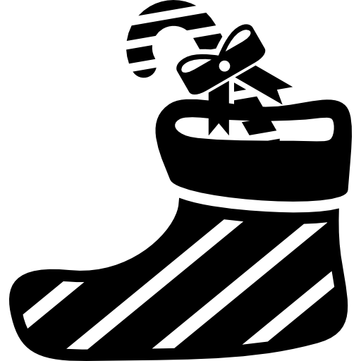 Christmas Socks With Candy Cane And Ribbon Icons Free Download