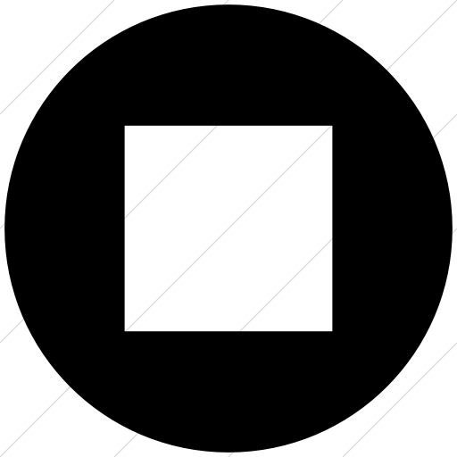 Flat Circle White On Black Classica Stop Button Icon