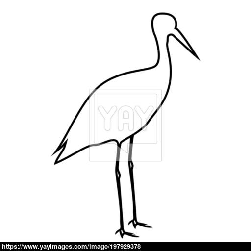 Stork Ciconia Icon Black Color Illustration Flat Style Simple