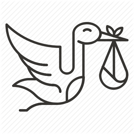 Baby, Bird, Fly, Flying, Stork, With Icon