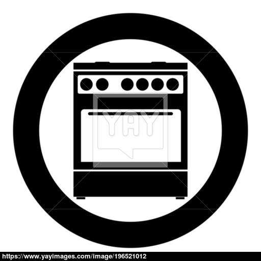 Kitchen Stove Icon Black Color In Circle Vector