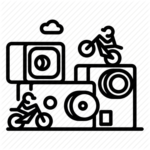 Action, Bike, Gopro, Stroke Icon