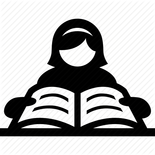 Book, Girl, Read, Reading, Study, Studying Icon