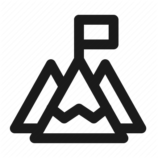 Flag, Mountain, Success Icon