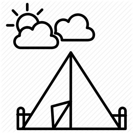 C Camping, Forest, Summer, Travel Icon