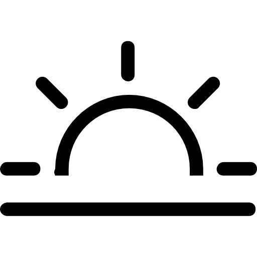 Sunset Outlined Weather Symbol Of The Sun On The Horizon Line