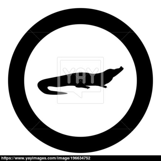 Crocodile Black Icon In Circle Vector Illustration Vector
