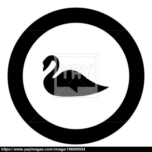 Swan Icon Black Color In Circle Vector