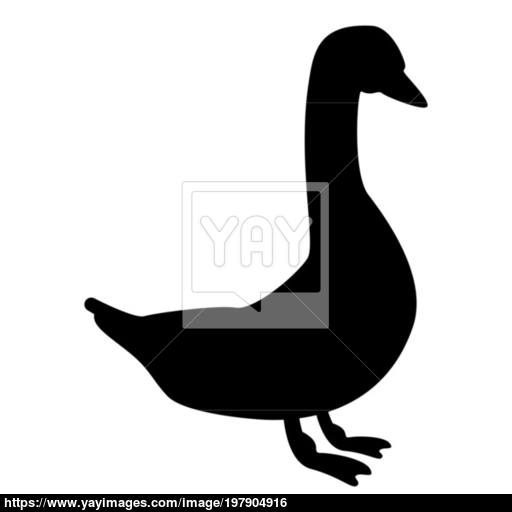 Goose Icon Black Color Illustration Flat Style Simple Image Vector