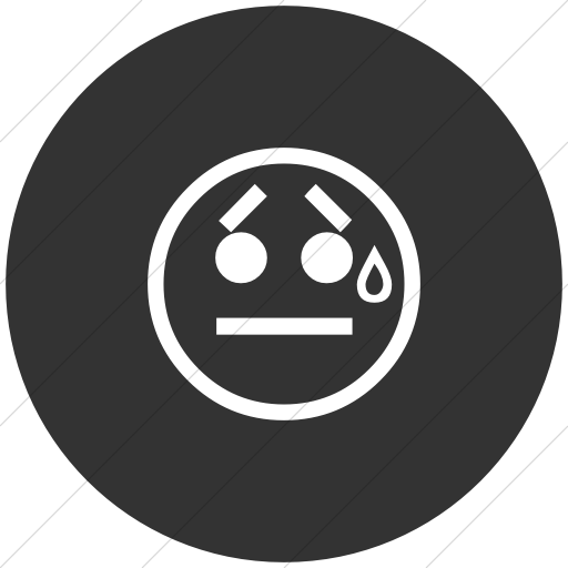 Flat Circle White On Dark Gray Classic Emoticons Face