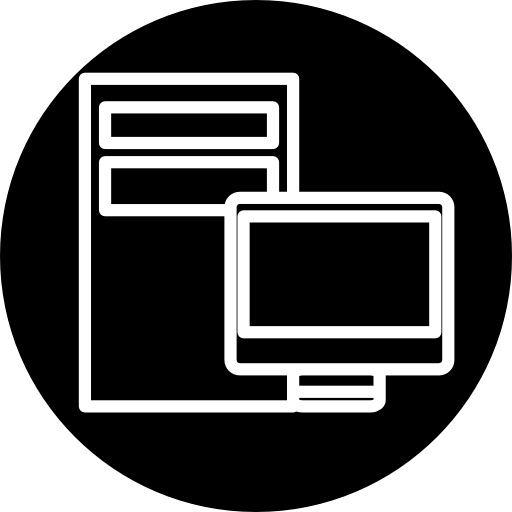 Computer Outline Symbol Inside A Circle Icons Free Download