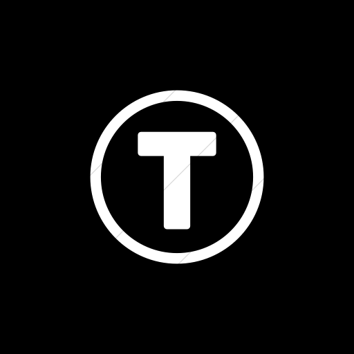 Flat Square White On Black Encircled Capital T Icon