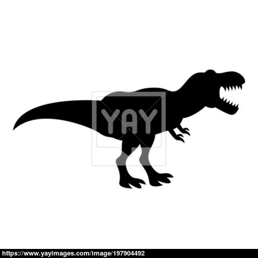 Dinosaur Tyrannosaurus T Rex Icon Black Color Illustration Flat