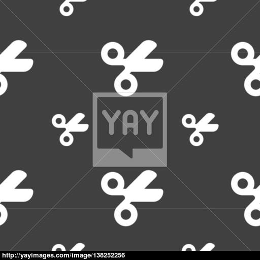 Scissors Hairdresser, Tailor Icon Sign Seamless Pattern On A Gray