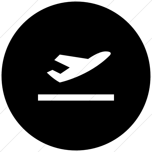 Flat Circle White On Black Raphael Plane Take Off Icon